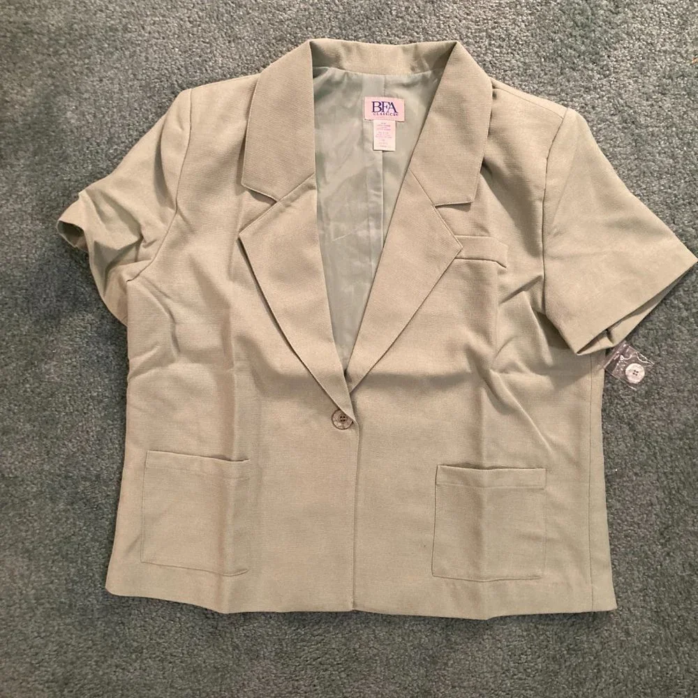 NWT Blair BFA Classics Vintage 90s Blazer Short Sleeve Career Green Size 16